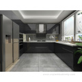 Customized New Design Modern Black Modular Kitchen Cabinet